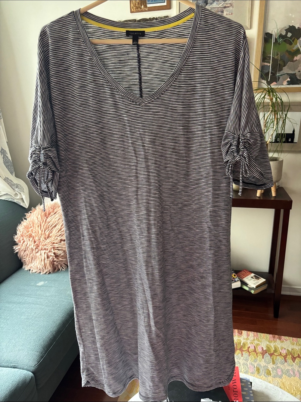 Talbots Navy & White Striped V-Neck dress